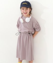 devirock/袖シャーリング ドロスト 半袖 ワンピース 子供服 キッズ 女の子 半袖ワンピース ノースリーブワンピース ワンピース /506004485