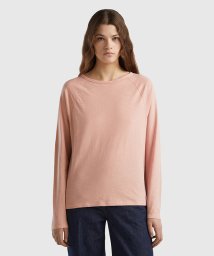 BENETTON (women)(ベネトン（レディース）)/クルーネックラグランスリーブ長袖Tシャツ・カットソー/ピンクベージュ