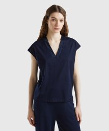 BENETTON (women)(ベネトン（レディース）)/VネックバックタイフレンチスリーブTシャツ・カットソー/ネイビー