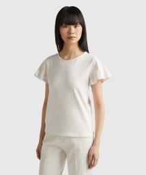 BENETTON (women)(ベネトン（レディース）)/花柄刺繍フレンチスリーブクルーネックTシャツ・カットソー/ホワイト