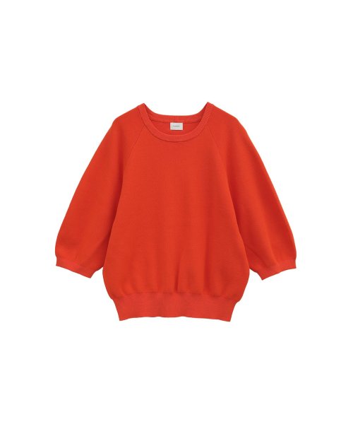 MANOF(マノフ)/CURVE SLEEVE KNIT TOPS/ORANGE