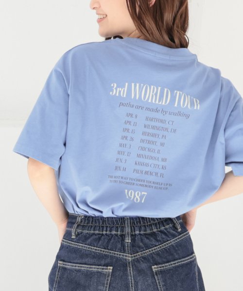 Honeys(ハニーズ)/ツアー風ロゴゆるＴ トップス Tシャツ カットソー ロゴT オーバーサイズ 綿 /ブルー