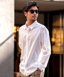 CavariA(キャバリア)/CavariA 日本製ローン透け素材レギュラーカラーシャツ 長袖/ホワイト