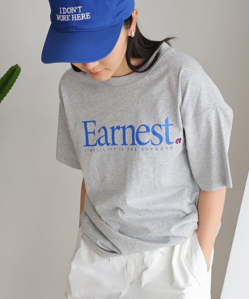 ANME(アンメ)/Earnest ロゴプリント 半袖 Tシャツ/グレー