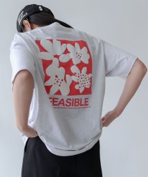 ANME(アンメ)/前後ロゴ入り フラワープリント 半袖 Tシャツ/ライトベージュ系1