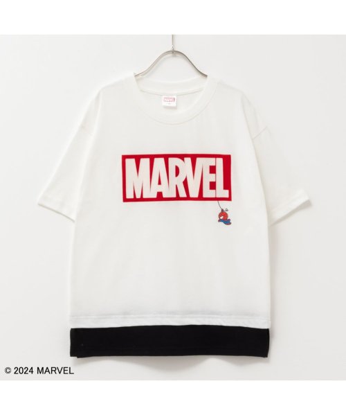 MAC HOUSE(kid's)(マックハウス（キッズ）)/MARVEL マーベル / フロッキーTシャツ 335117202－A/ホワイト