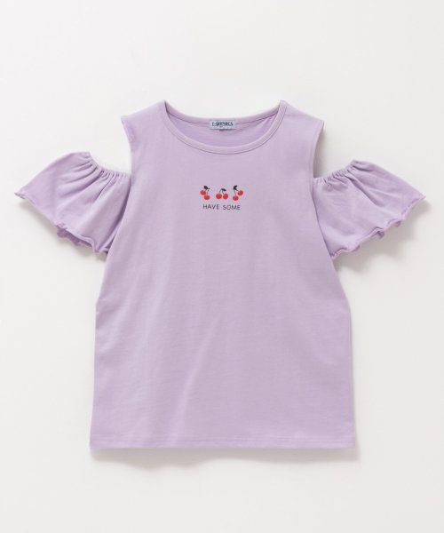 MAC HOUSE(kid's)(マックハウス（キッズ）)/T－GRAPHICS ティーグラフィックス 肩あきフリルショートスリーブTシャツ MAG24118/ラベンダー