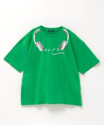 MAC HOUSE(kid's)(マックハウス（キッズ）)/T－GRAPHICS ティーグラフィックス ヘッドフォンビッグTシャツ MAB24115/グリーン