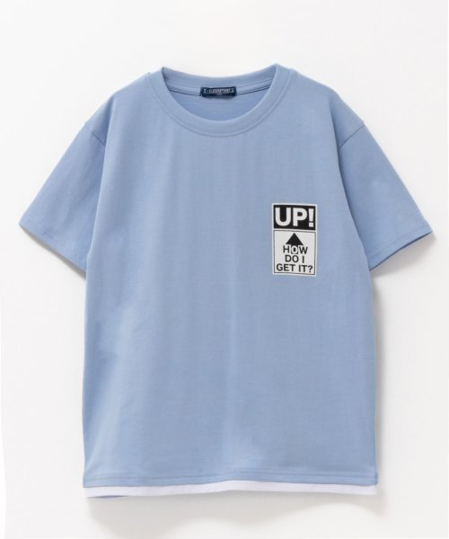 MAC HOUSE(kid's)(マックハウス（キッズ）)/T－GRAPHICS ティーグラフィックス 裾フェイクレイヤードTシャツ MAB24111/サックス