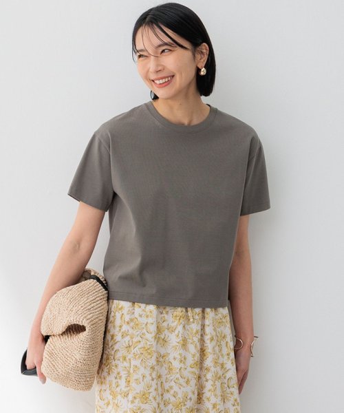 NIJYUSANKU（SMALL SIZE）(23区（小さいサイズ）)/【洗える】スビンギザ クロップド Tシャツ/カーキ系