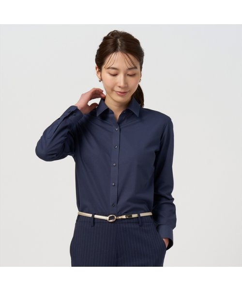 TOKYO SHIRTS(TOKYO SHIRTS)/【ストレッチ】 形態安定 レギュラー衿 長袖ニットシャツ/ブルー