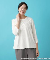 Leilian PLUS HOUSE(レリアンプラスハウス)/7分袖Ｔシャツ【Leilian WHITE LABEL】/アイボリー