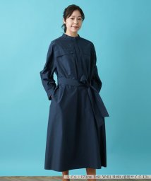 Leilian PLUS HOUSE(レリアンプラスハウス)/スタンドカラーシャツワンピース【THE NEW】【Leilian WHITE LABEL】/ダークブルー