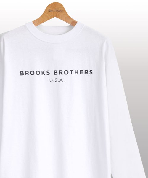 Brooks Brothers(ブルックス ブラザーズ（メンズ）)/【WEB限定】SS24 LOGO Series コットン ロゴプリント クルーネック ロングスリーブTシャツ/WHITE