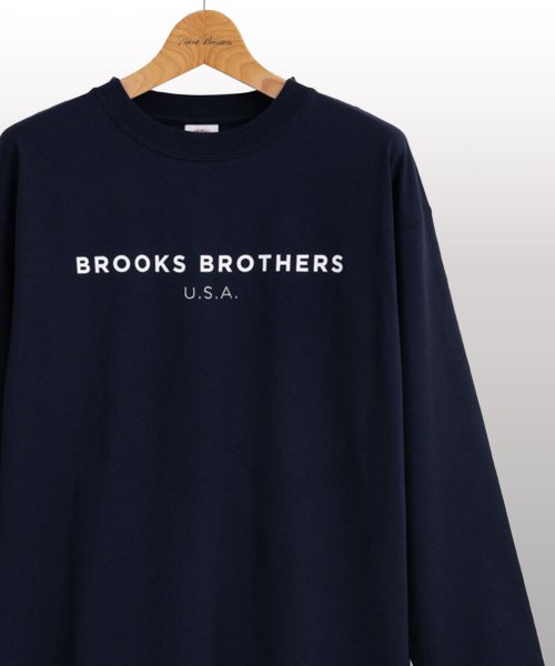 Brooks Brothers(ブルックス ブラザーズ（メンズ）)/【WEB限定】SS24 LOGO Series コットン ロゴプリント クルーネック ロングスリーブTシャツ/NAVY