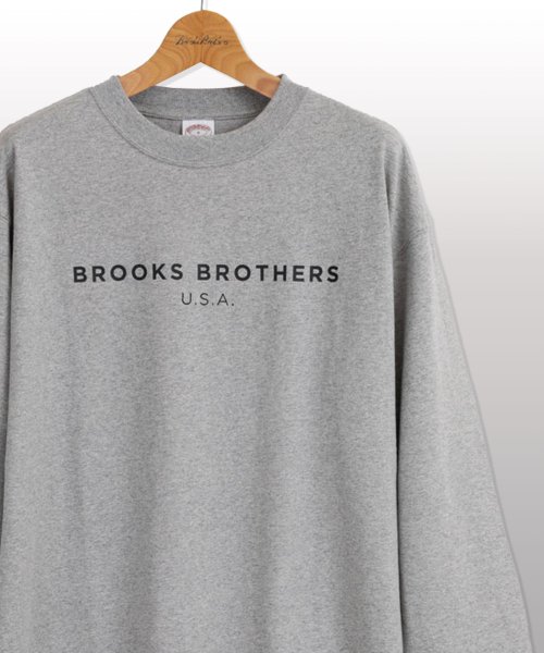 Brooks Brothers(ブルックス ブラザーズ（メンズ）)/【WEB限定】SS24 LOGO Series コットン ロゴプリント クルーネック ロングスリーブTシャツ/GREY