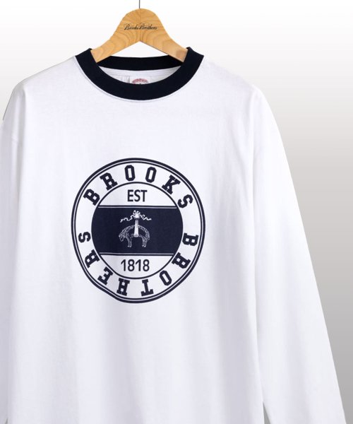 Brooks Brothers(ブルックス ブラザーズ（メンズ）)/【WEB限定】SS24 LOGO Series コットン ロゴプリント ロングスリーブ リンガーＴシャツ/WHITE
