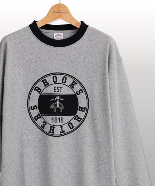 Brooks Brothers(ブルックス ブラザーズ（メンズ）)/【WEB限定】SS24 LOGO Series コットン ロゴプリント ロングスリーブ リンガーＴシャツ/GREY