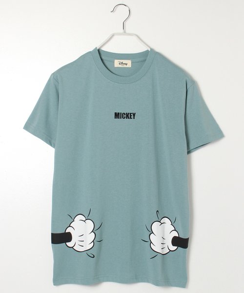 DISNEY(DISNEY)/【DISNEY/ディズニー】天竺抱きつきプリント半袖Tシャツ（ミッキー・ミニー）/サックスブルー