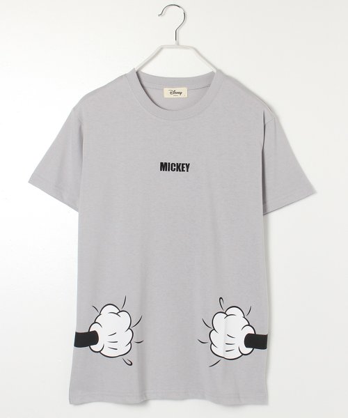 DISNEY(DISNEY)/【DISNEY/ディズニー】天竺抱きつきプリント半袖Tシャツ（ミッキー・ミニー）/ライトグレー