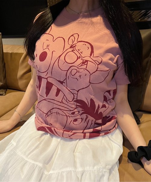 DISNEY(DISNEY)/【DISNEY/ディズニー】天竺プリント半袖Tシャツ（ミッキー・ドナルド・グーフィー・プーさん・チップ&デール・トイストーリー）/コーラルピンク