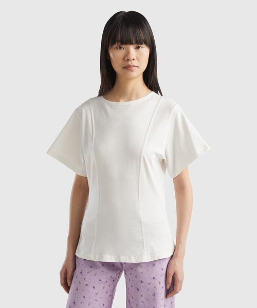 BENETTON (women)(ベネトン（レディース）)/ボートネック半袖Tシャツ・カットソー/ホワイト