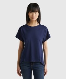 BENETTON (women)(ベネトン（レディース）)/クルーネックバックプリーツ半袖Tシャツ・カットソー/ネイビー
