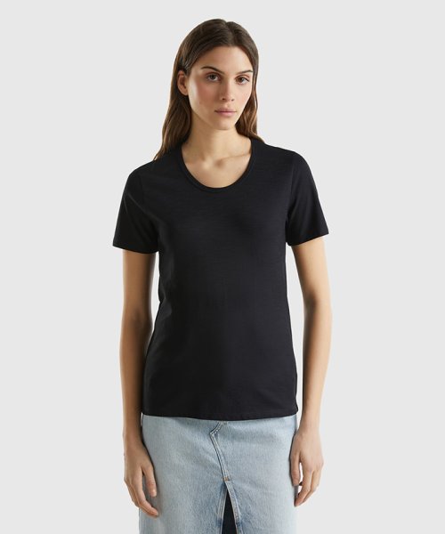 BENETTON (women)(ベネトン（レディース）)/クルーネック半袖Tシャツ・カットソー/ブラック