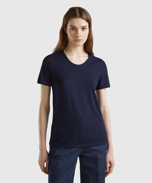 BENETTON (women)(ベネトン（レディース）)/クルーネック半袖Tシャツ・カットソー/ネイビー