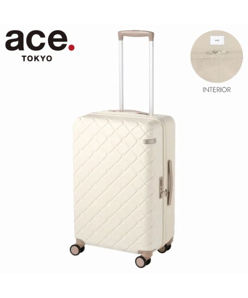 ace.TOKYO(トーキョーレーベル)/エース スーツケース Mサイズ 51L ストッパー付き かわいい 可愛い 女性 ace. TOKYO 05382 キャリーケース キャリーバッグ/アイボリー