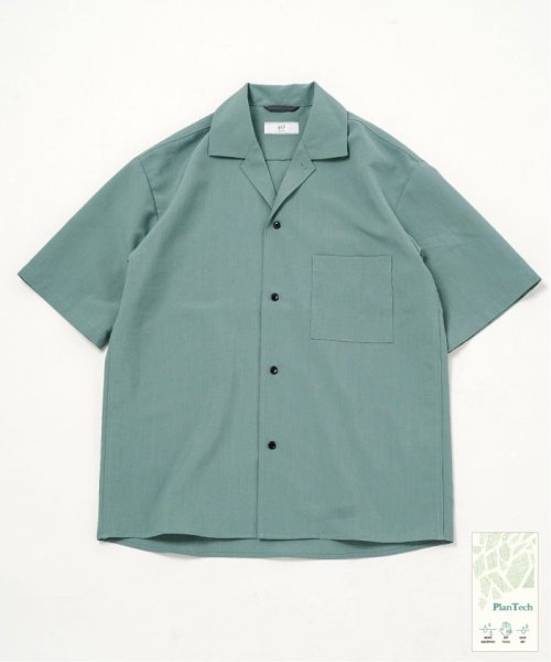 417 EDIFICE(フォーワンセブン　エディフィス)/【Plan Tech】オープンカラーシャツ　”セットアップ着用可能”/グリーン