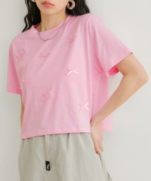VIS(ビス)/【WEB限定】リボンモチーフTシャツ/ピンク（63）