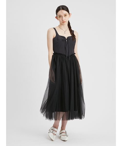 コルセットディテールチュールワンピース 予めご了承ください