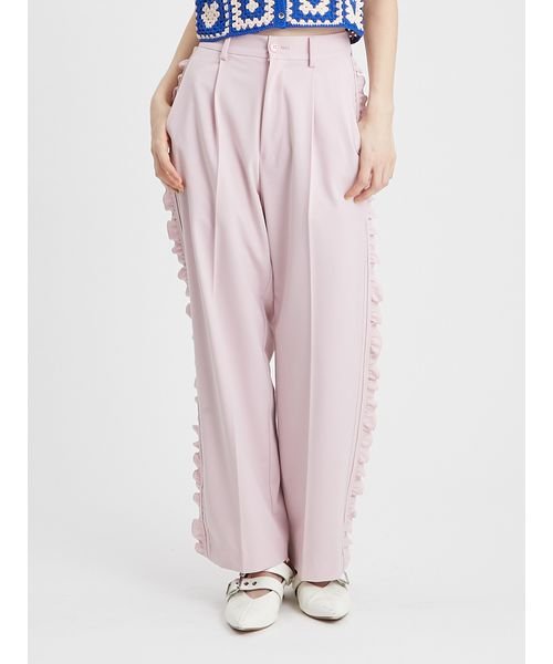 サイドフリルワイドパンツ 予めご了承ください