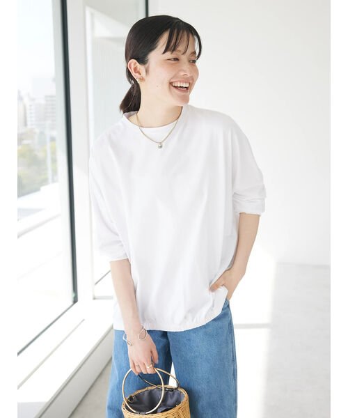 CRAFT STANDARD BOUTIQUE(クラフトスタンダードブティック)/シルケット天竺 フロントギャザーBIG Tee L/S/オフホワイト