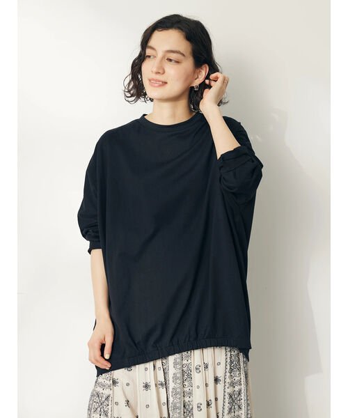 CRAFT STANDARD BOUTIQUE(クラフトスタンダードブティック)/シルケット天竺 フロントギャザーBIG Tee L/S/ブラック