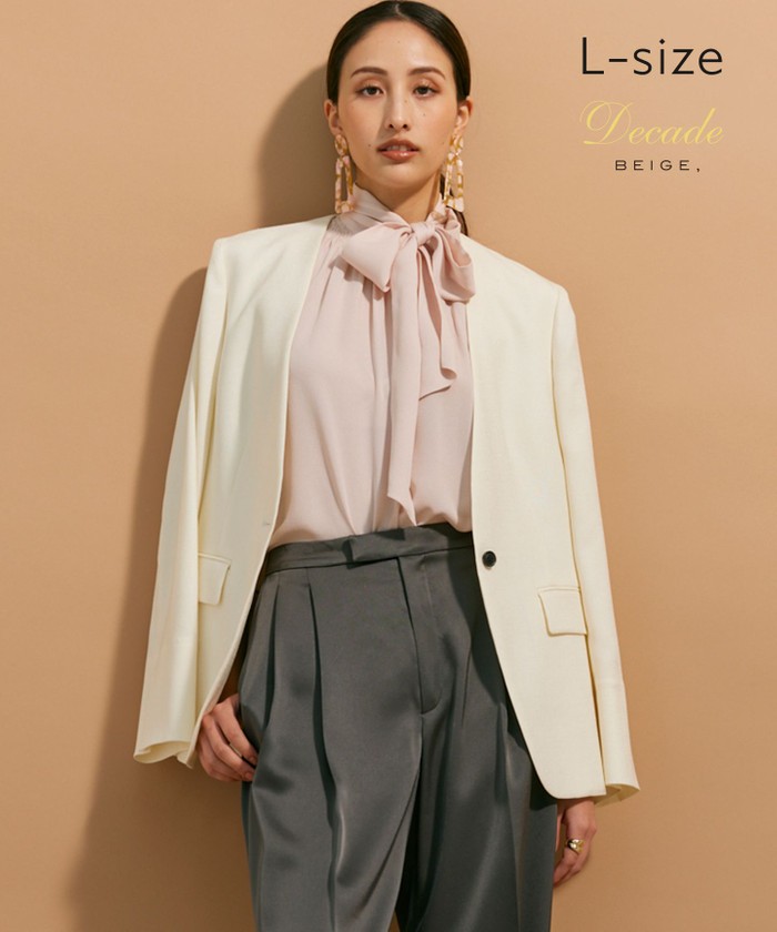 BEIGE 【L−size】CAROLE / ノーカラージャケット ECRU 10 BEIGE 【L−size】CAROLE / ノーカラージャケット ECRU 10