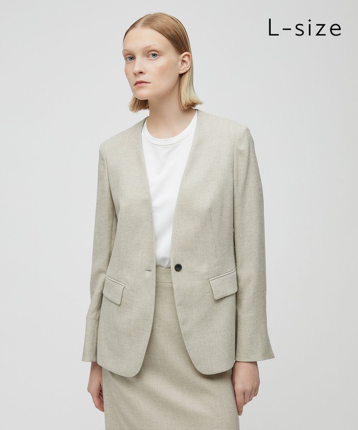 BEIGE 【L−size】CAROLE / ノーカラージャケット SAND 8 BEIGE 【L−size】CAROLE / ノーカラージャケット SAND 8