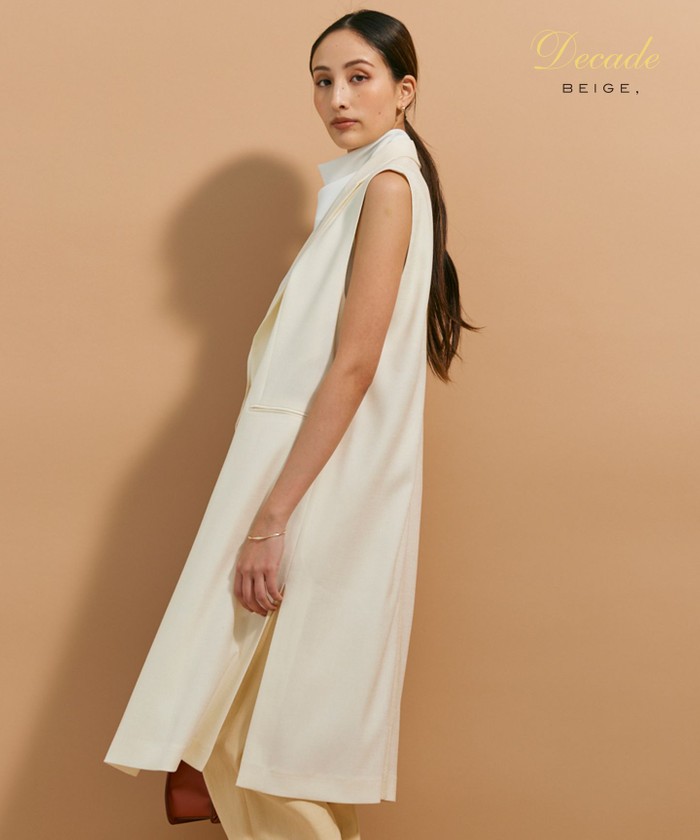 BEIGE 【VERY NaVY 6月号掲載】 CAROLE / ロングテーラードジレ ECRU 2 BEIGE 【VERY NaVY 6月号掲載】 CAROLE / ロングテーラードジレ ECRU 2