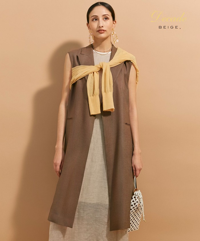 beige, ベイジ ジレ ENCALYPTNS（ユカリプトス） BEIGE，｜ベイジ，のベスト・ジレ（ジャケット）通販｜ELLE SHOP