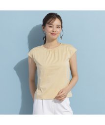 Liliane Burty ECLAT(リリアンビューティエクラ)/【S・Mサイズ】衿ギャザーフレンチスリーブTシャツ［同素材アイテムあり］/ライトイエロー