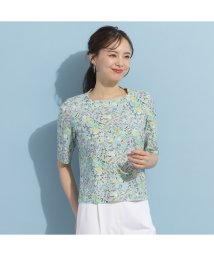 Liliane Burty ECLAT(リリアンビューティエクラ)/【S・Mサイズ】綿天竺小花プリント　Tシャツ/ライトグリーン