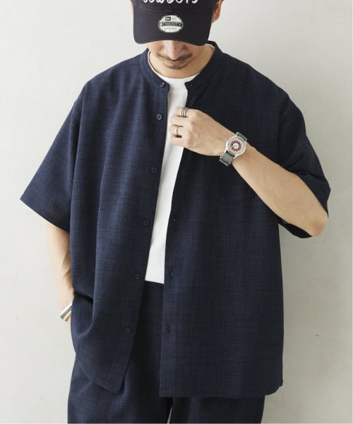 JOURNAL STANDARD relume Men's(ジャーナルスタンダード　レリューム　メンズ)/TECH CANVAS バンドカラー 半袖シャツ/ネイビーC