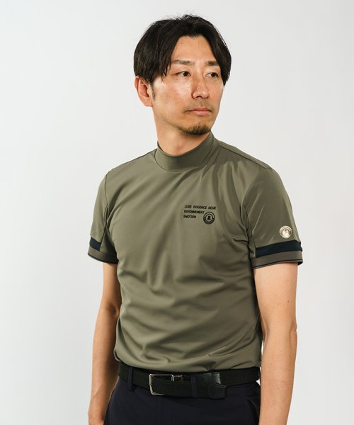 LANVIN SPORT(ランバン スポール)/【宮沢氷魚着用】モックネック半袖シャツ【吸汗/UV/ストレッチ/ECO】/カーキ