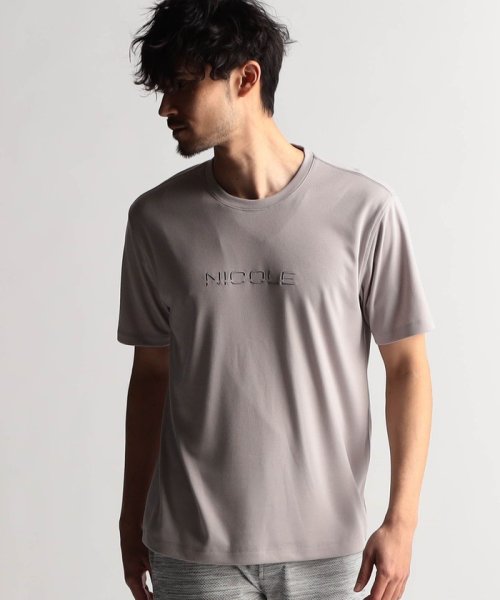 NICOLE CLUB FOR MEN(ニコルクラブフォーメン)/ロゴ刺繍半袖Ｔシャツ/19ライトグレー