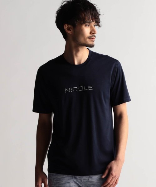 NICOLE CLUB FOR MEN(ニコルクラブフォーメン)/ロゴ刺繍半袖Ｔシャツ/67ネイビー