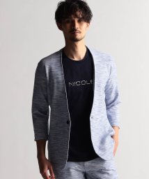 NICOLE CLUB FOR MEN(ニコルクラブフォーメン)/ハニカムジャガード5分袖パーカー・7分袖ジャケット/60ブルー