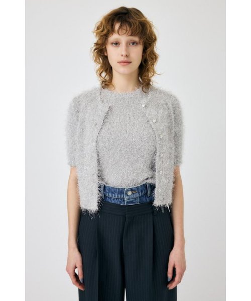 moussy(マウジー)/SHAGGY GLITTER KNIT カーディガン/L/GRY1