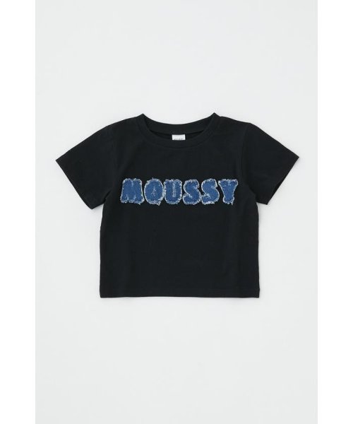 moussy(マウジー)/PATCH DENIM MOUSSY TINY Tシャツ/BLK