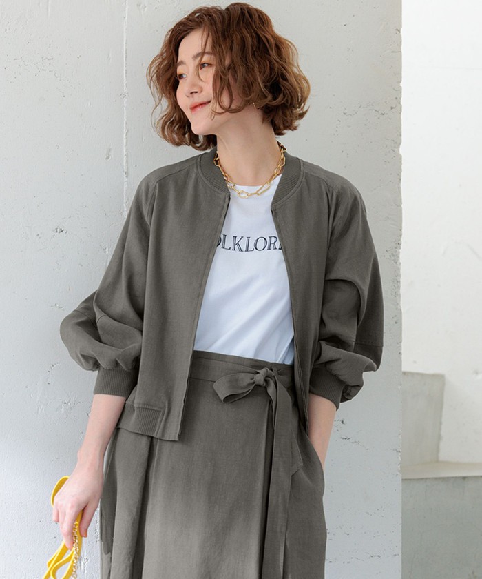 CLASSY.6月号掲載/洗える】リネンレーヨンストレッチ ブルゾン G9 MOD